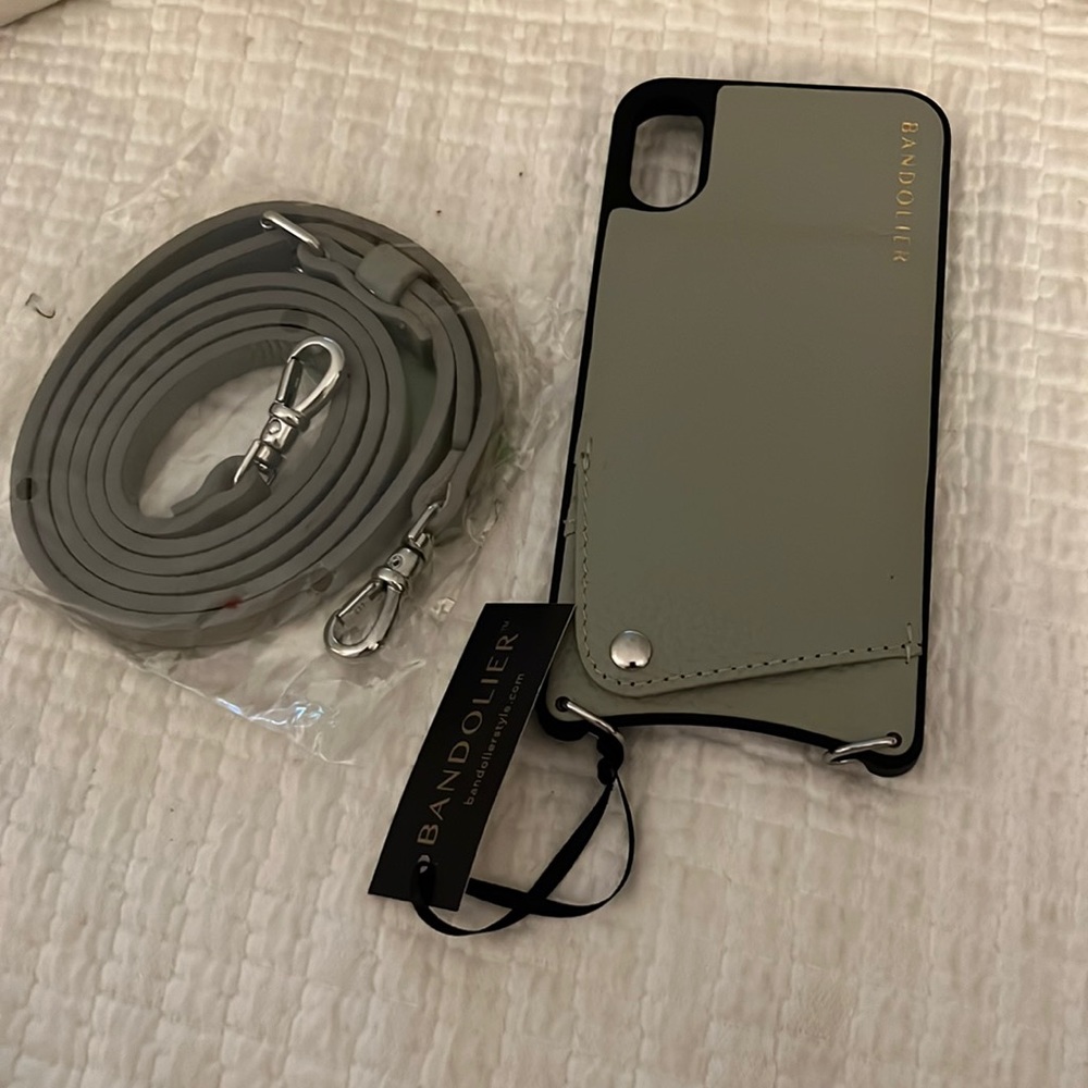 NWT Bandolier “Emma” I phone X Grey Leather case and strap